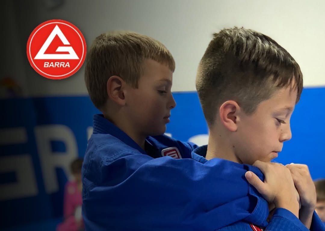Two kids practicing a Jiu-Jitsu hold at GB Boca Raton
